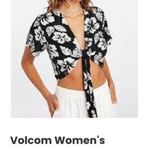 Volcom‎ Black and Cream Floral Top